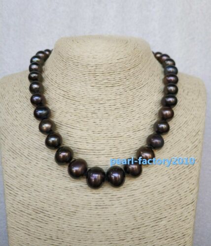 Details about   AAA NATURAL 15-12MM SOUTH SEA BLACK PEARL NECKLACE 18 INCH 14K GOLD CLASP 