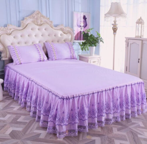 Princess Bed Skirt Pillowcase Lace Design Valance Sheet Bedding Multi Sizes 