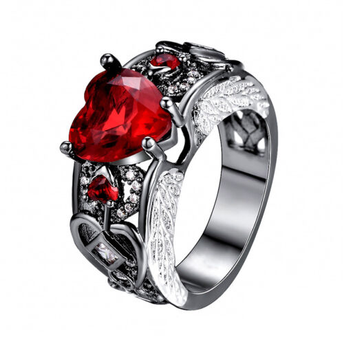 Creative Red Heart Ruby /& Unique Desigh /& Elegant Women Engagement Rings