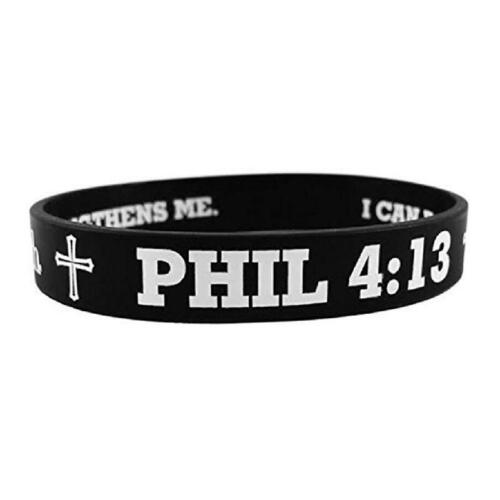 Philippians 4:13 Shields of Strength Bible Silicone Rubber Bracelet Wristband D