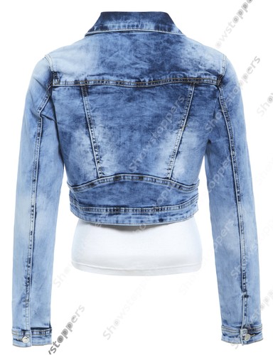 NEW Womens Denim Jacket Jean Stretch Jackets Ladies Blue Size 8 10 12 14 16