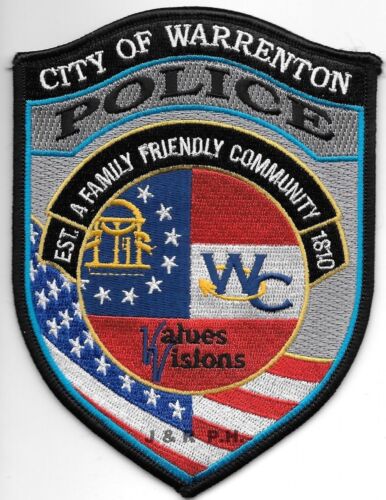 Warrenton fire 4/" x 5.5/" Georgia  /"Values-Visions/" shoulder police patch