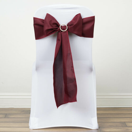 10 Burgundy Polyester CHAIR SASHES Ties Bows Wedding Party Ceremony Decorations