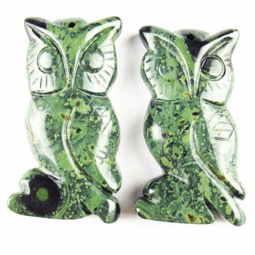 100% Natural Kambaba Jasper Carved Owl Pendant Bead 48x24x8mm 20g A-366DP 
