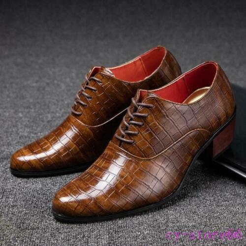 Details about   Stone Pattern Mens Leather Dress Pumps Shoes Pointy Toe Mid Cuban Heel Formal OL 