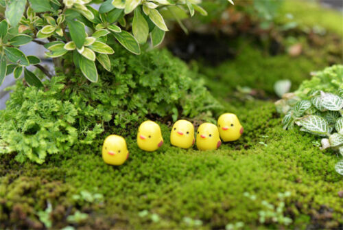 4 Pcs Yellow Chick Miniatures Fairy Garden Ornament Decor Figurine DIY Dollhouse