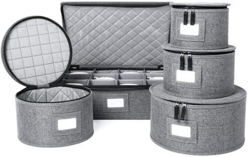 Storage Set for Dinnerware Storage and Transport Hard Shell and Stackable 