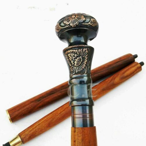 Wooden Walking Stick Brass vICTORIAN Head Cane Walking Stick Vintage Style Gift 