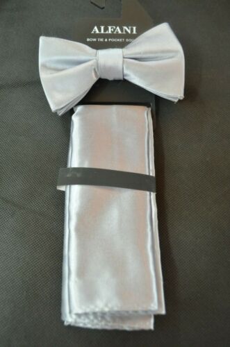 $55 One Size NWT Metallic Silver Bow Tie & Pocket Scarf Set Details about   ALFANI 