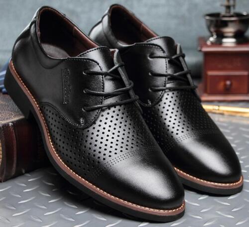 Mens Dress Formal Shoes Leather Casual Brogue Breathable Flat Business Moccasins 