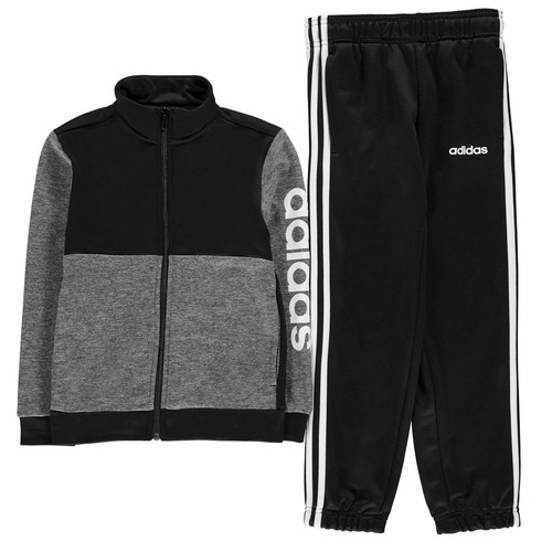 adidas Linear Logo Poly Tracksuit Youngster Boys Full Length Sleeve Zip Zipped