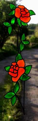 One Trailing Rose Stained Glass Effect Window Decor Cling