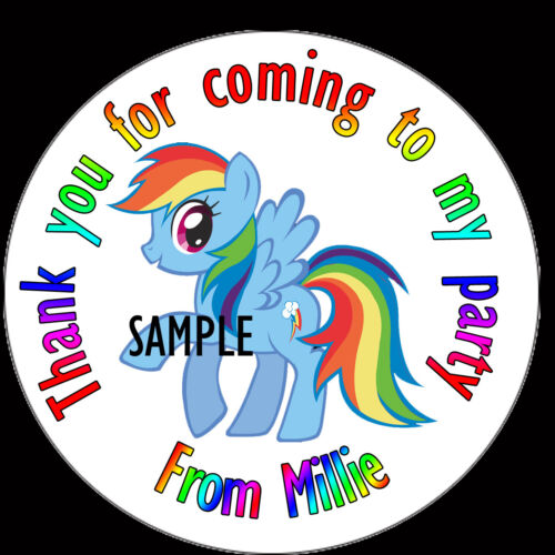 Personalised Rainbow Dash PONY inspired Labels Sticker Party sweet cone bags