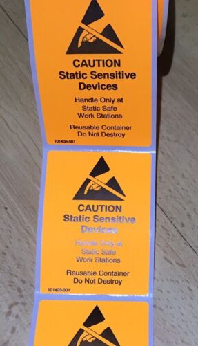 See Photos! CAUTION Static Sensitive Devices 60X45mm  100 Stickers,Security Cut