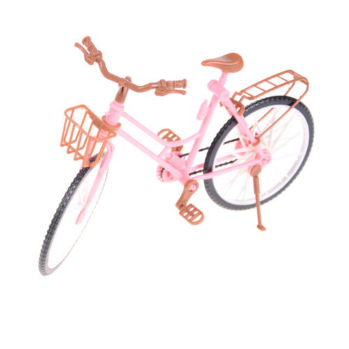 Pink abnehmbar Fahrrad Fahrrad mit Korb für Doll Haus Spielzeug ZubehörDA 