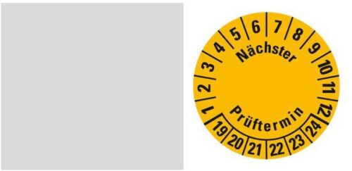 Kabelprüfplakette Nä.Prüftermin 19-24,gelb,Folie,selbstklebend,95x25mm,60/Heft 