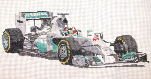 Lewis Hamilton Mercedes 2014 Formula one counted cross stitch kit//chart 14s aida