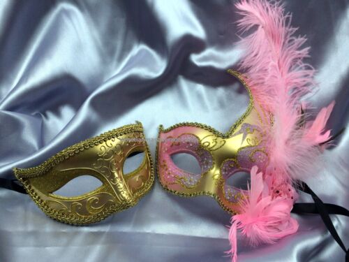 Couple Gold Masquerade mask for man and woman holiday Costume Dress up Party 