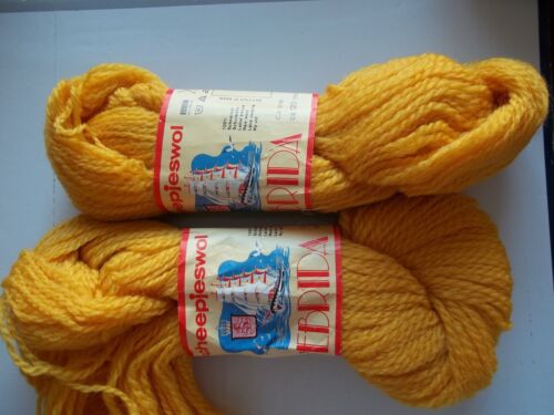 132 yds each Scheepjeswol Hebrida 100/% new wool yarn yellow, Holland