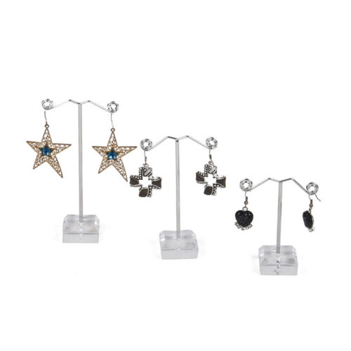 3Pcs Acrylic Metal Tree Earring Necklace Jewelry Display Stand Rack Holder Charm 