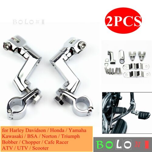 Engine Guards Longhorn Offset Pegs Footrest Mount Clamps Kit For Harley  1 1//4/'/'