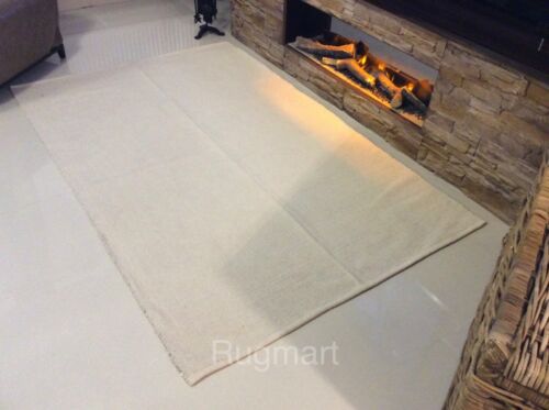 PLAIN Natural CREAM Eco Friendly Recycled Cotton Reversible Washable Kilim Rugs 