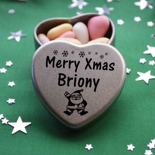 Merry xmas briony mini coeur Tin Cadeau Joyeux Noël Stocking Filler 