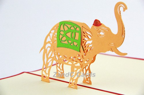 Elephant 3D Pop Up Greeting Card Handmade Kirigami Card All Occasion Animal Zoo