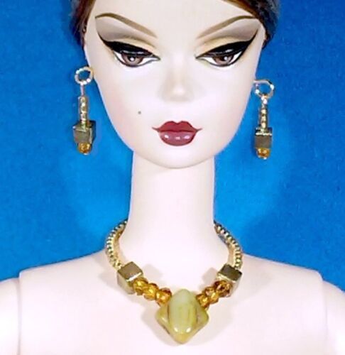 Dreamz AMBER SQUARES Choker Necklace Set Doll Jewelry made for Barbie