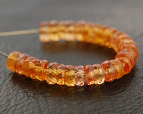 3mm AAA Natural Orange Sapphire Faceted Rondelle Wheel Gemstone Beads