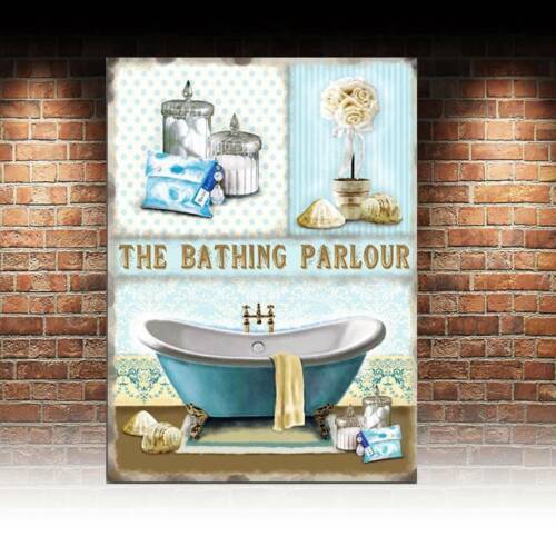 THE BATHING PARLOUR Vintage Retro Toilet Bathroom METAL SIGN WALL DOOR PLAQUE 