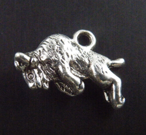 20pcs Tibetan Silver 3D Bison Animal Charms Pendants 20x13.5mm 9340 