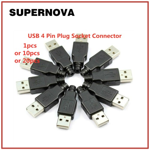 DIY Premium USB Connector with Shell Type-A Male And 4 Pin Plug Connector Socket
