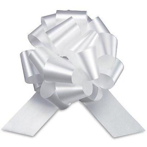 12 XL~WHITE Pull Bows~LARGE 8/"~SATIN 20 LOOP~Pew Bows~Wedding~Gift Wrap 12 Pk