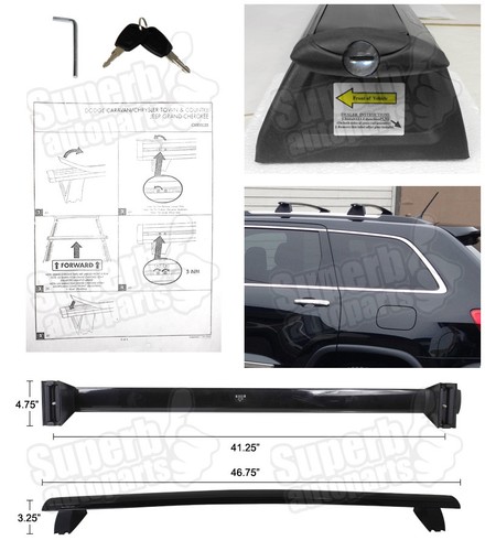For 2011-2018 Jeep Grand Cherokee Roof Top Bar Aluminum Cross Rack Black