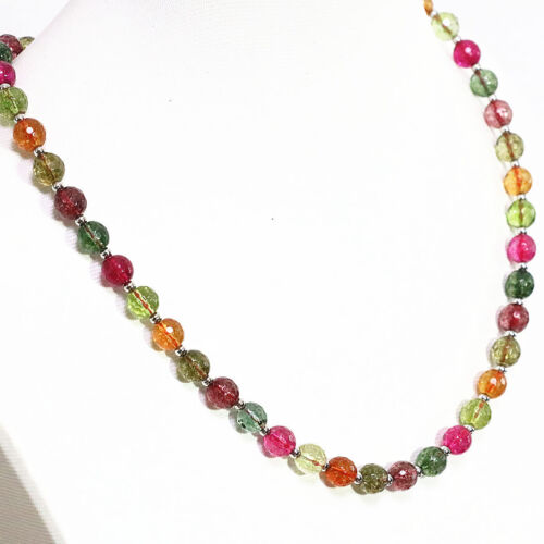 10mm multicolor tourmaline quartz faceted round Gemstone beads necklace 18/'/' AAA