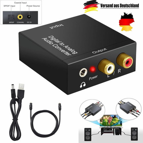 Optical Coaxial Toslink Digital to Analog Audio Converter Adapter RCA L//R 3.5mm