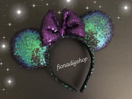 mermaid sequins Mickey Mouse Ears blue green sequin ears 