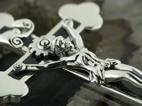 Gothic grandes cadenas de plata colgante cruz Jesús inri 925er plata maciza