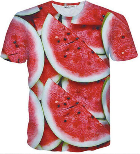 New Men Women Red Watermelon Fruit Print 3D T-Shirt  Casual Short Sleeve Tee Top