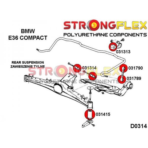 33311090945 BMW E36 Compact Z3 silent bloc de essieu arrière SPORT