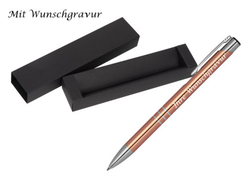 Farbe roségold mit Pappetui Kugelschreiber aus Metall mit Gravur 