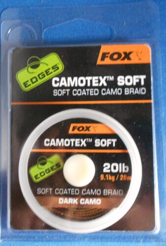 FOX EDGES CAMOTEX SOFT,SOFT COATED CAMO BRAID 15,20 or 25lb light or dark camo