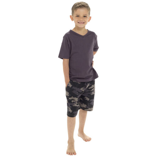 7-8 11-12 Boys Kids Short Camo Print Pyjamas Size Age 5-6 13 Years 9-10