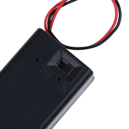 9V Volt PP3 battery holder box dc case w/ wire lead on/off switch cover WS 