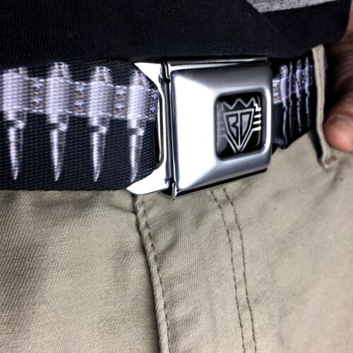 Bullet Belt Rifle Gray Printed Gun Bullets Punk Belt Seatbelt Style Buckle-Down 