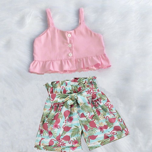 UK Newborn Kids Infant Girl Summer Clothes Ruffle Tops Shorts Dress 2PCS Outfits