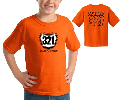 Just Ride Motocross Nummernschild Jugend T-Shirt Orange Kinder Mx Mini Moto KTM