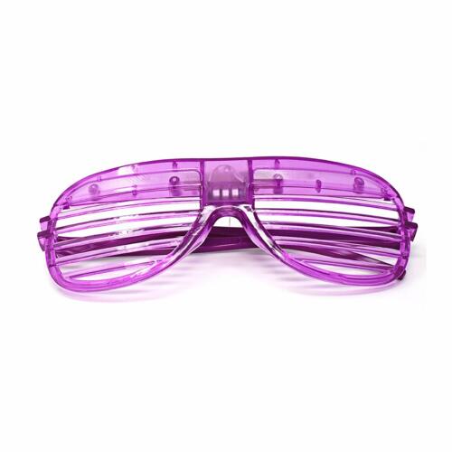 2 Flashing LED Shutter Glasses Light Up Rave Slotted Party Glow Shades Fun UK