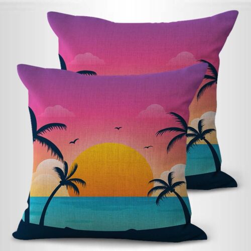 set of 2 tropical beach serenity sunrise cushion cover living room 